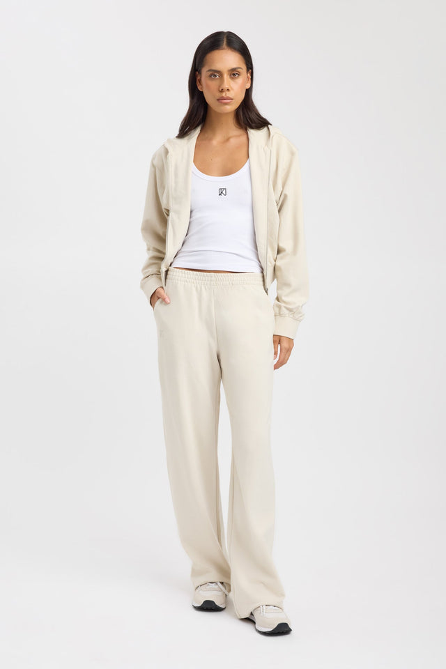 front Jonti Zip Up Top Kookai High neck Relaxed brown womens-jumpers