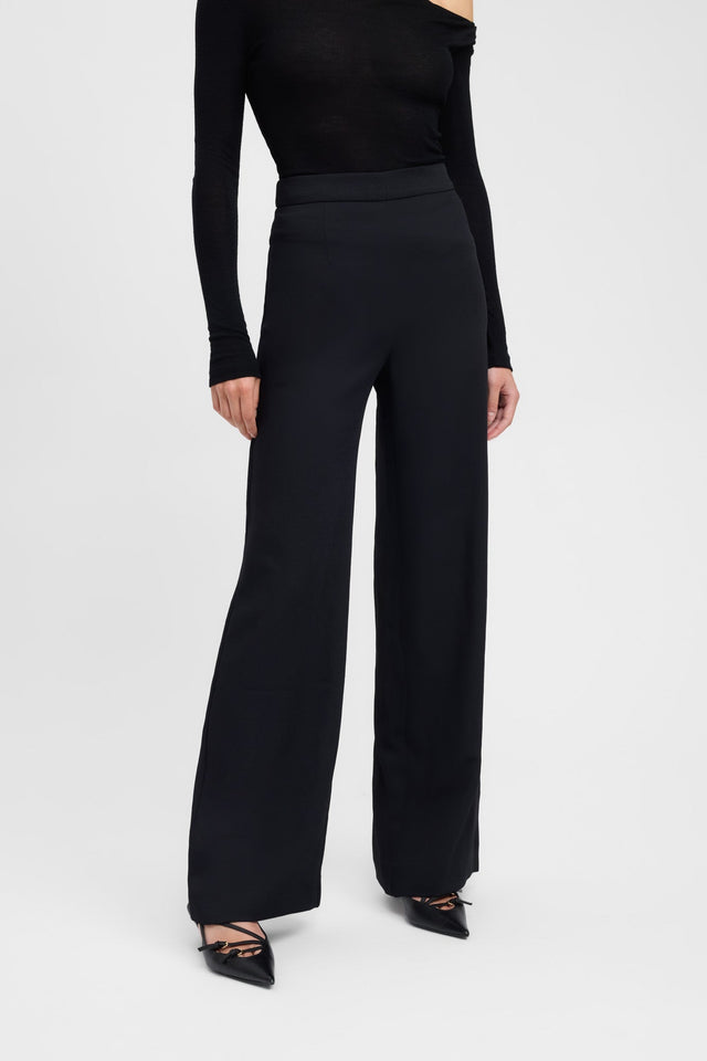 Oyster Pants Kookai Wide-leg High-rise black womens-regular-pants