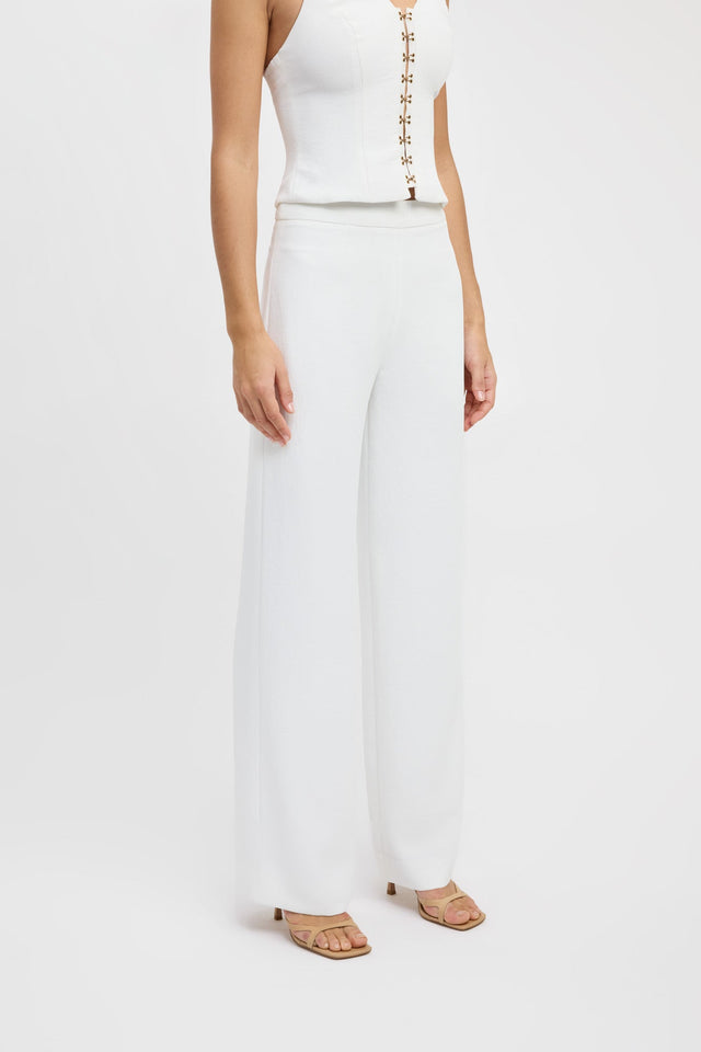 front Oyster Pants Kookai Wide-leg High-rise white womens-regular-pants