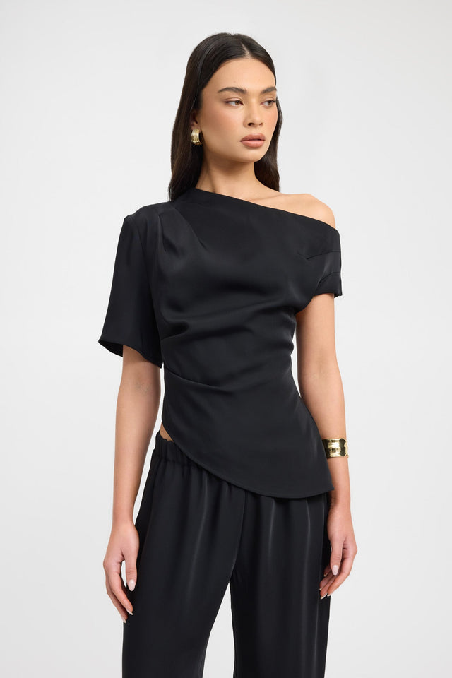 Maria Asymmetric Top Kookai Fitted Asymmetry Half sleeves Womens-Blouse