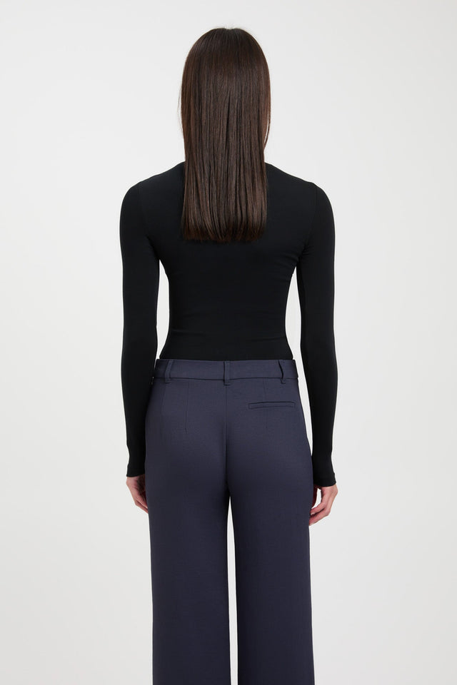 front High Crew Top Kookai Fitted Highneck Long sleeve Womens-Blouse