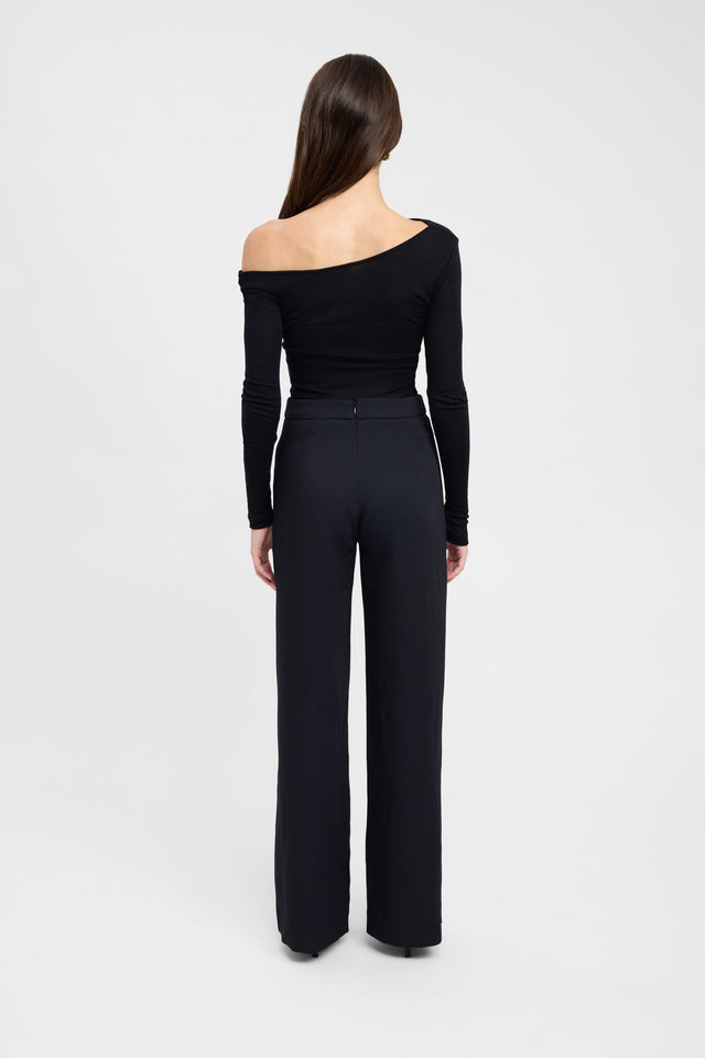 Oyster Pants Kookai Wide-leg High-rise black womens-regular-pants