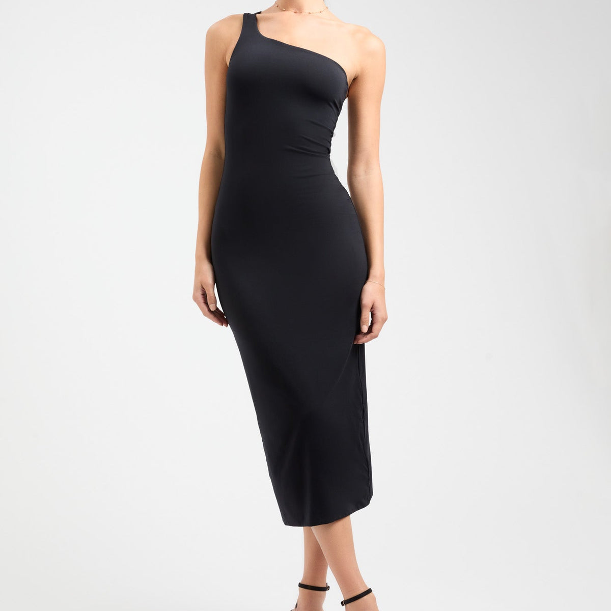 Cai One Shoulder Dress Black