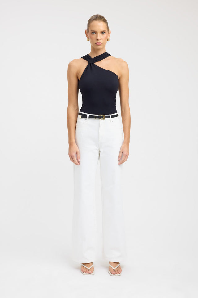 side Talissa Top Kookai Fitted Asymmetry Sleeveless Womens-Blouse