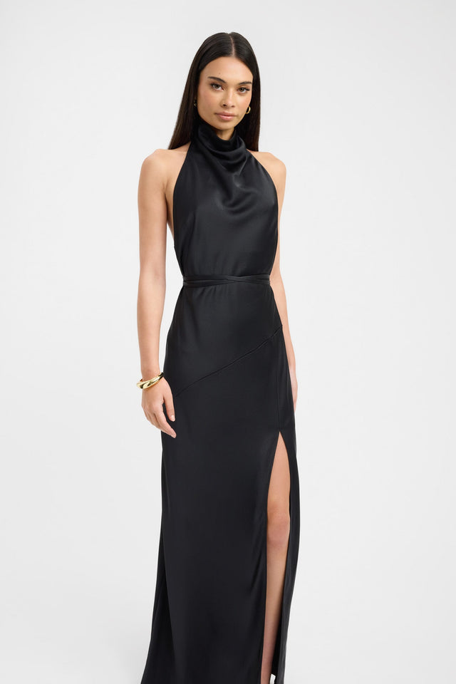 front Palermo Halter Maxi Dress Kookai Straight Maxi Fitted Highneck womens-dresses