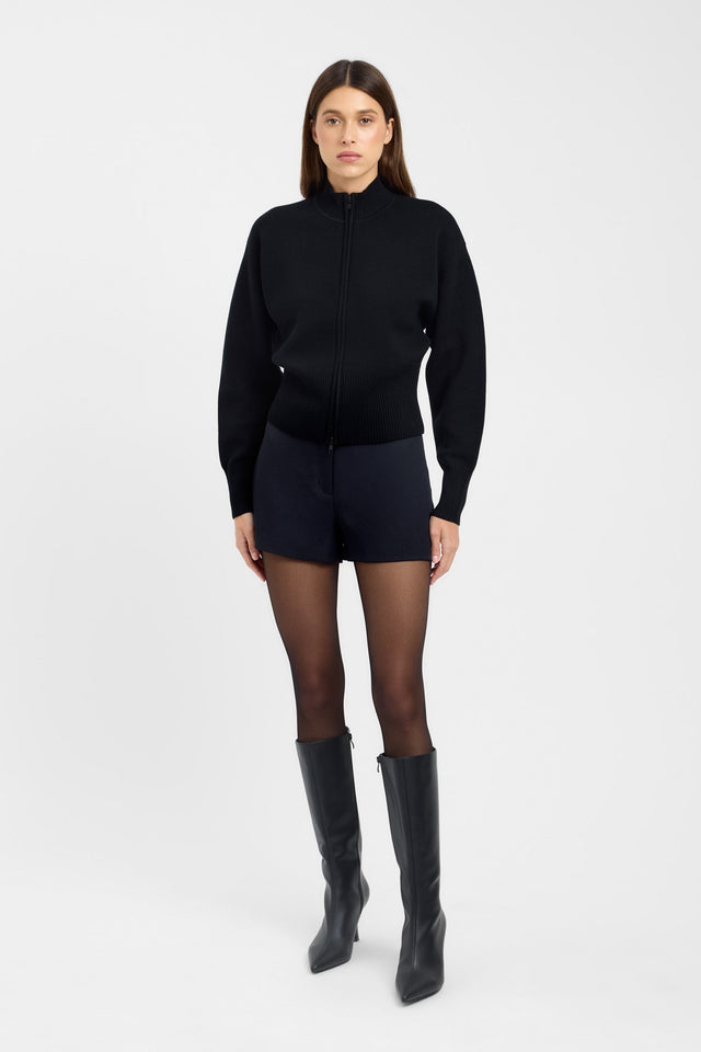 side Dalton Zip Cardigan Kookai Full sleeve Relaxed beige womens-cardigans