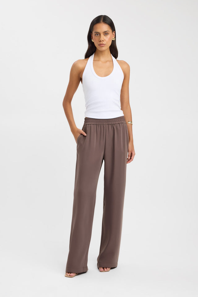 front Maria Wide Leg Pant Kookai Wide-leg High-rise brown womens-regular-pants