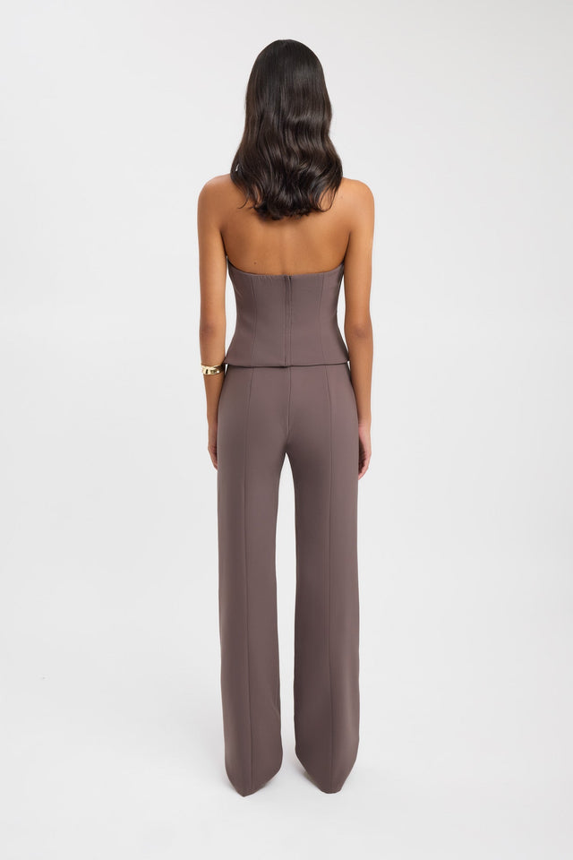 back Alto Long Flare Pants Kookai Regular High-rise brown womens-regular-pants