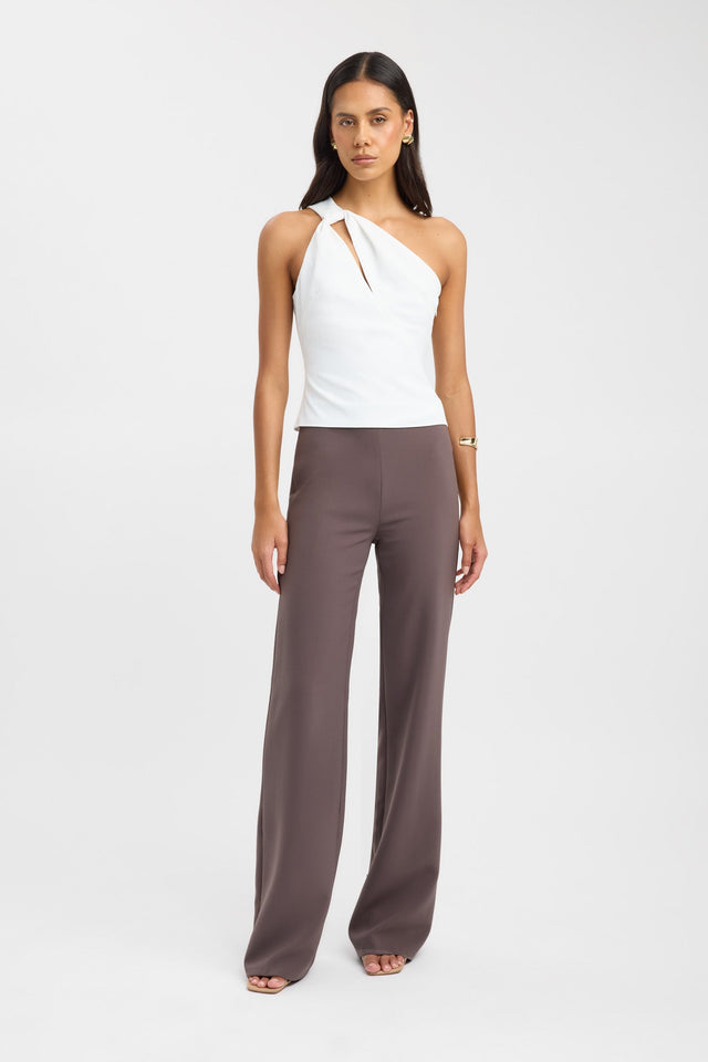 front Alto Long Flare Pants Kookai Regular High-rise brown womens-regular-pants