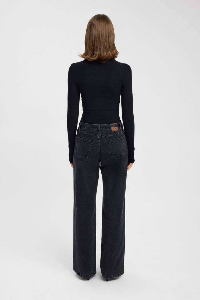 back Sunday Long Sleeve Top Kookai Fitted Roundneck Long sleeve Womens-Blouse