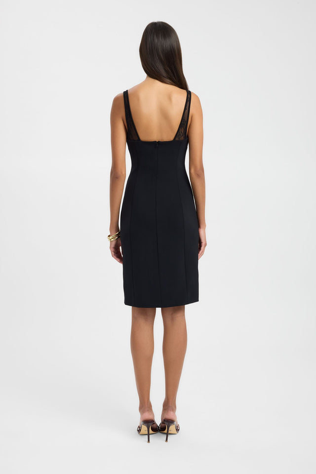 Designed with the Astra Lace Dress in black bodycon knee length fitted sweetheart neckline womens-dresses back