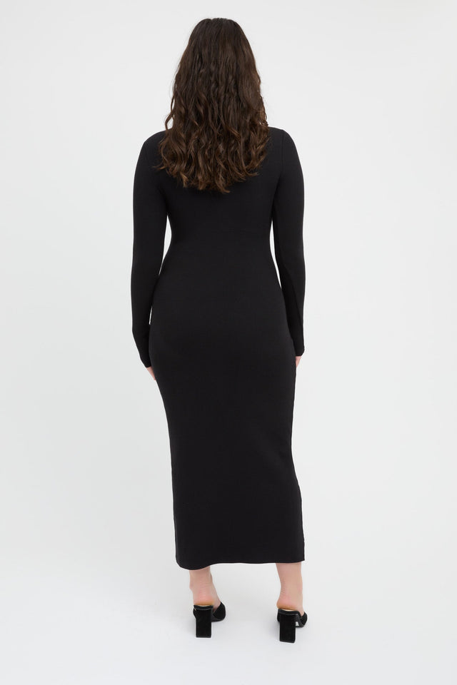 product Georgia Midi Dress Kookai Bodycon Maxi Fitted Roundneck black womens-dresses 
