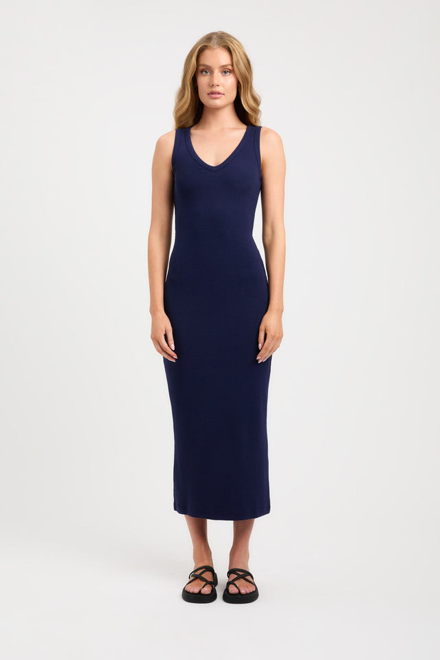 product Trinity Dress Kookai Bodycon Midi Fitted Scoopneck darkblue womens-dresses 