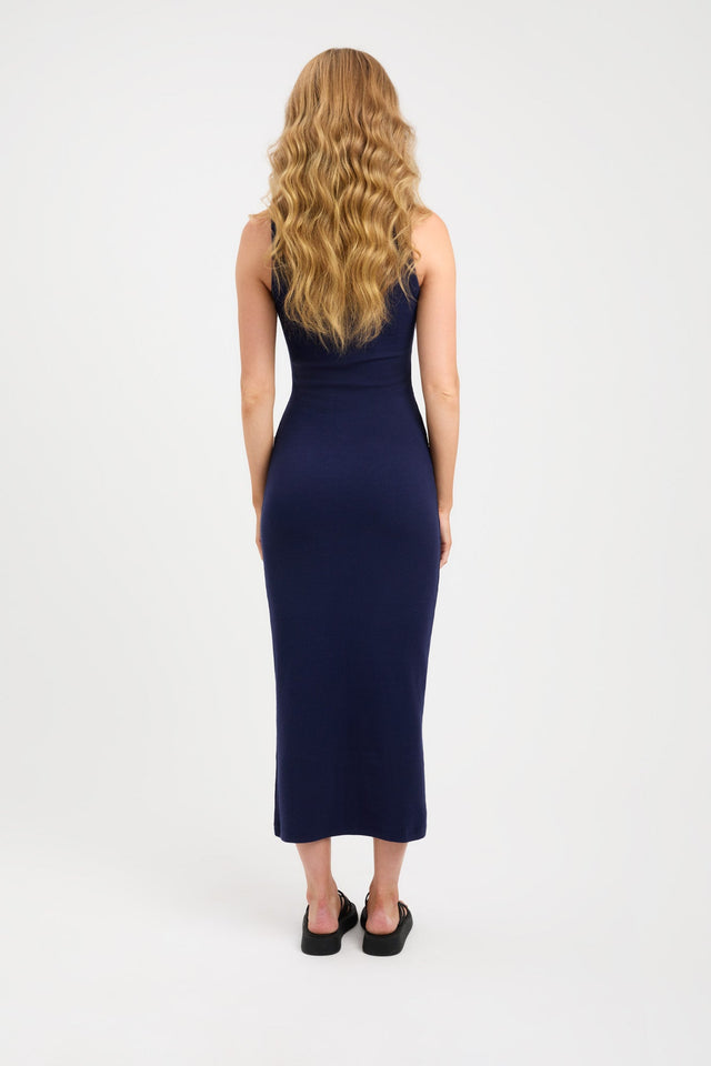 product Trinity Dress Kookai Bodycon Midi Fitted Scoopneck darkblue womens-dresses 