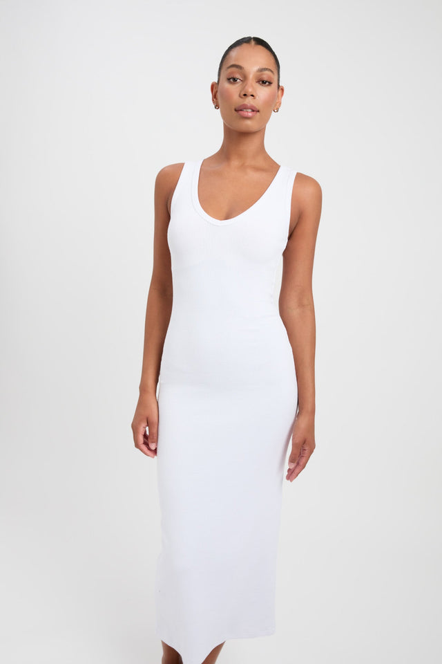 product Trinity Dress Kookai Bodycon Midi Fitted Scoopneck white womens-dresses 