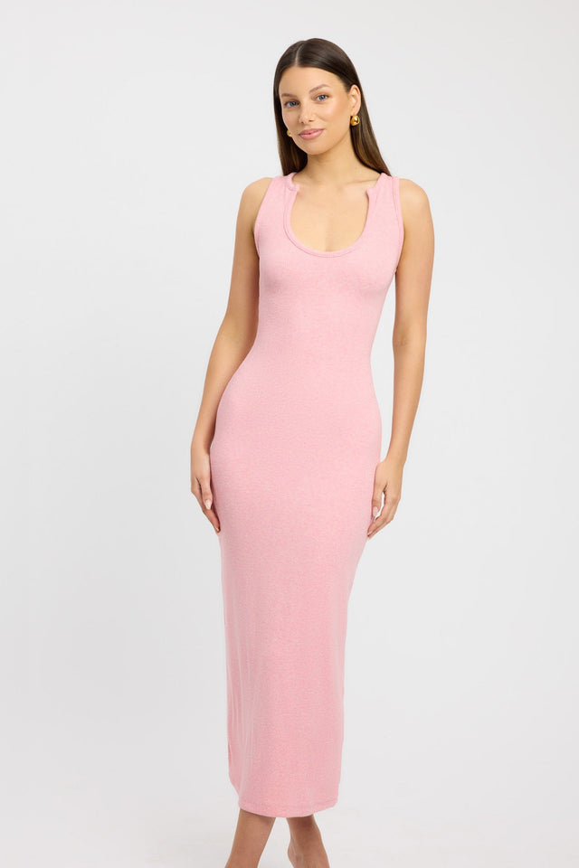 product Tate Scoop Midi Dress Kookai Straight Midi Fitted Scoopneck pink womens-dresses 