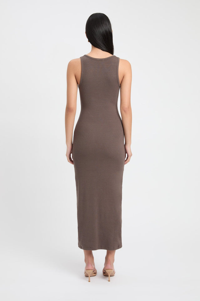 product Tate Scoop Midi Dress Kookai Straight Midi Fitted Scoopneck brown womens-dresses 