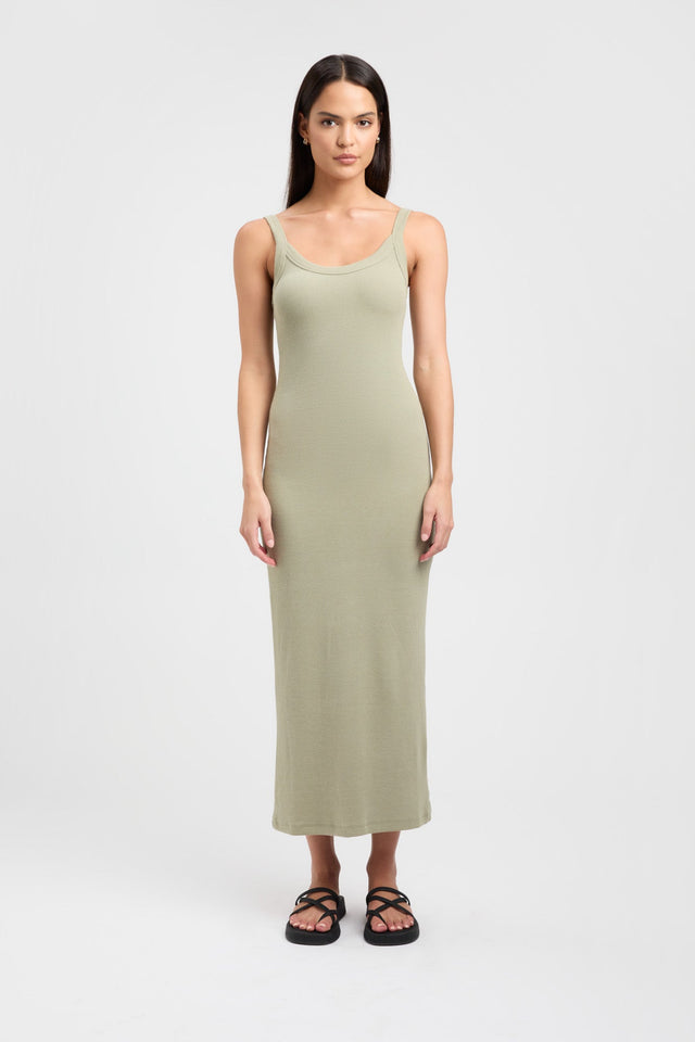product Vanesa Midi Dress Kookai Straight Midi Fitted Scoopneck beige womens-dresses 