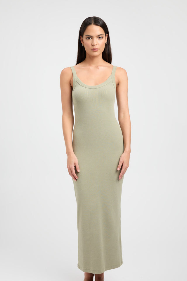 product Vanesa Midi Dress Kookai Straight Midi Fitted Scoopneck beige womens-dresses 