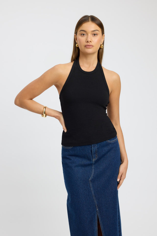 product Camille Halter Top Kookai Fitted Roundneck Sleeveless Womens-Blouse 