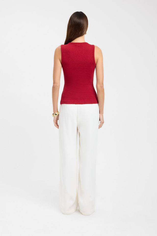 back Bec Button Tank Kookai Fitted Roundneck Sleeveless Womens-Blouse 