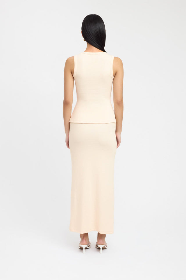 front Carter Maxi Skirt Kookai Straight Maxi beige womens-skirts 