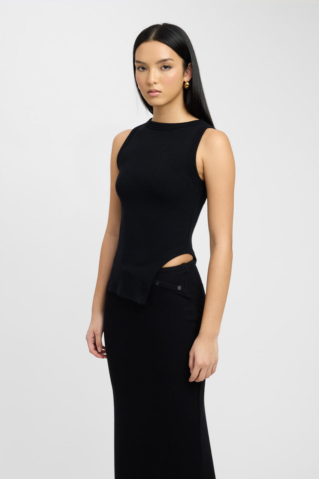 side Jett Top Kookai Fitted Roundneck Sleeveless Womens-Blouse 