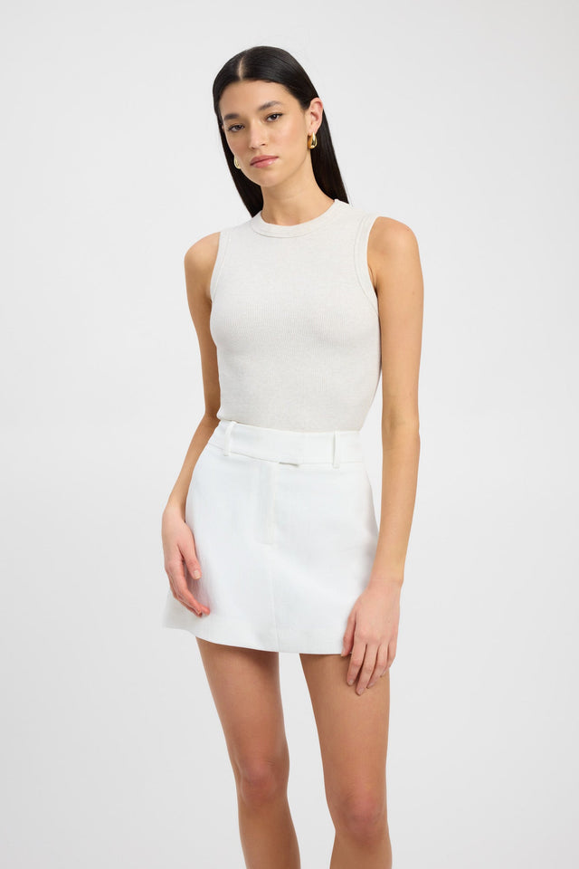 side Theodore Tank Kookai Fitted Round white womens-singlets 