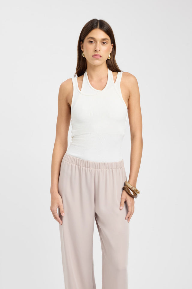 front Dollie Tank Kookai Fitted Roundneck Sleeveless Womens-Blouse 