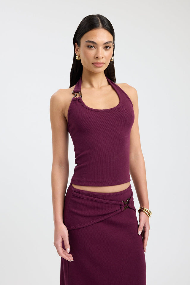 front Casper Tank Kookai Fitted Scoopneck Sleeveless Womens-Blouse 