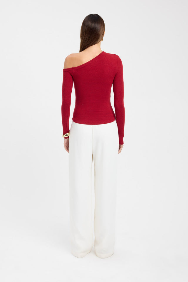 back Tampa Long Sleeve Top Kookai Fitted Asymmetry Long sleeve Womens-Blouse 