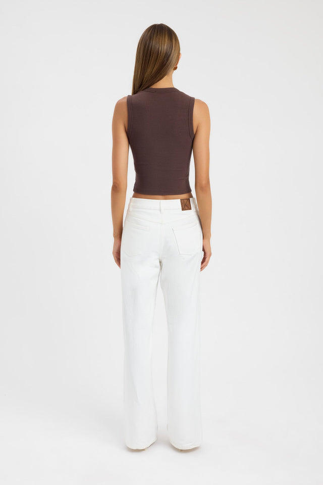 back Camila Scoop Tank Kookai Fitted Roundneck Sleeveless Womens-Blouse 