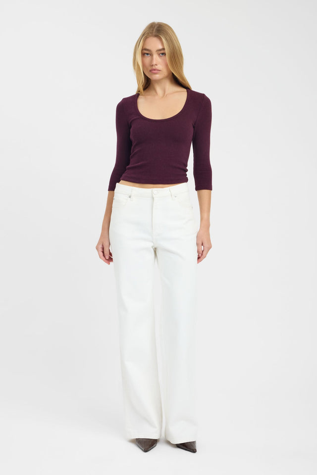 side Enzo Top Kookai Fitted Scoopneck Three quarter sleeves Womens-Blouse 