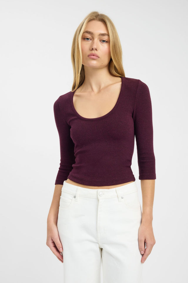 front Enzo Top Kookai Fitted Scoopneck Three quarter sleeves Womens-Blouse 