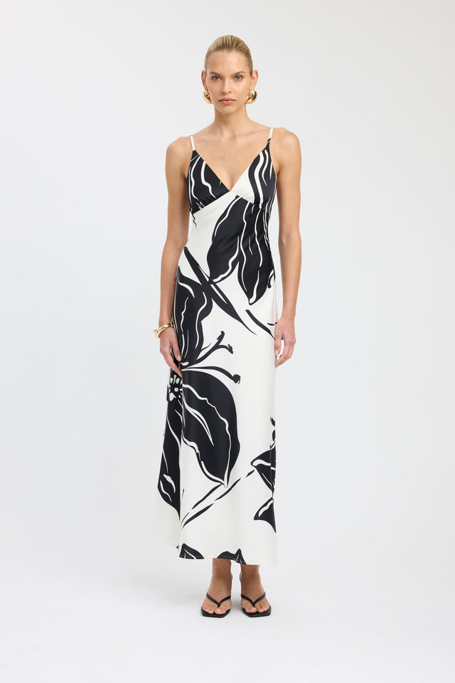 side Clea Maxi Dress Kookai Straight Maxi Relaxed V-neck white womens-dresses 