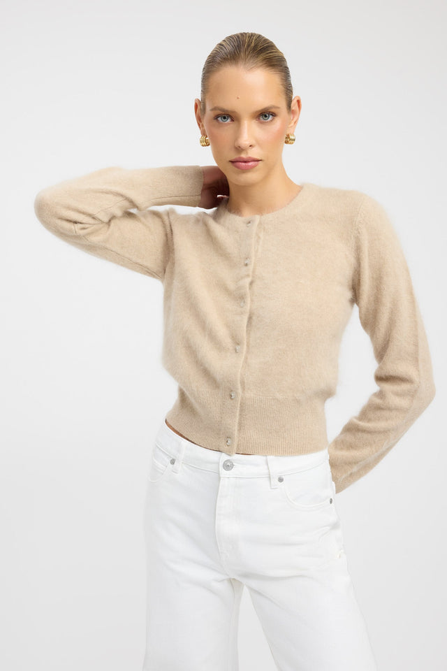 front Geneva Cardigan Kookai Fitted Roundneck Long sleeve Womens-Blouse 