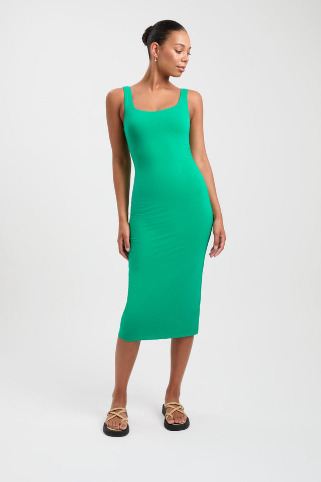 product Sascha Midi Dress Kookai Straight Midi Fitted Scoopneck deep green womens-dresses 