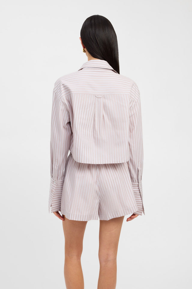 back Harvey Cropped Shirt Kookai Relaxed V-neck Long sleeve Womens-Blouse 