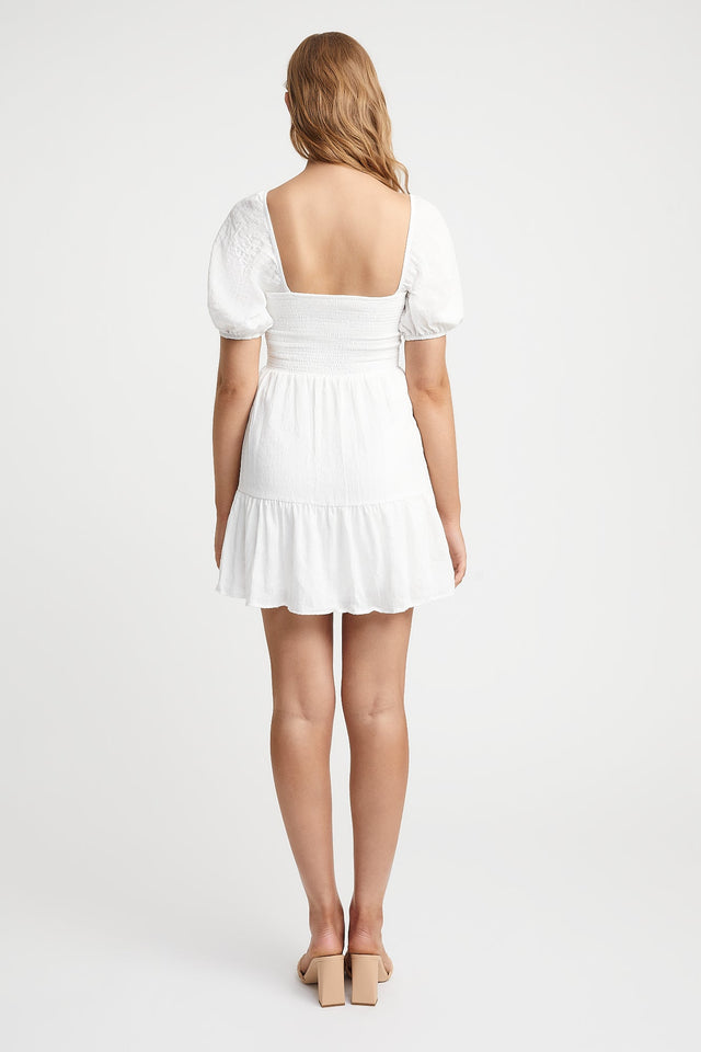front Hayman Mini Dress Kookai Aline Mini Relaxed Squareneck white womens-dresses 