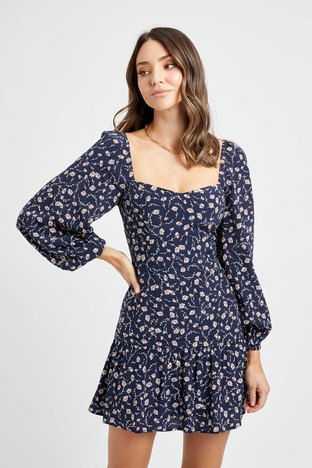 product Liberty Long Sleeve Mini Dress Kookai Aline Mini Relaxed Sweetheart darkblue womens-dresses 