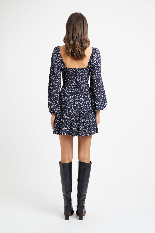 front Liberty Long Sleeve Mini Dress Kookai Aline Mini Relaxed Sweetheart darkblue womens-dresses 