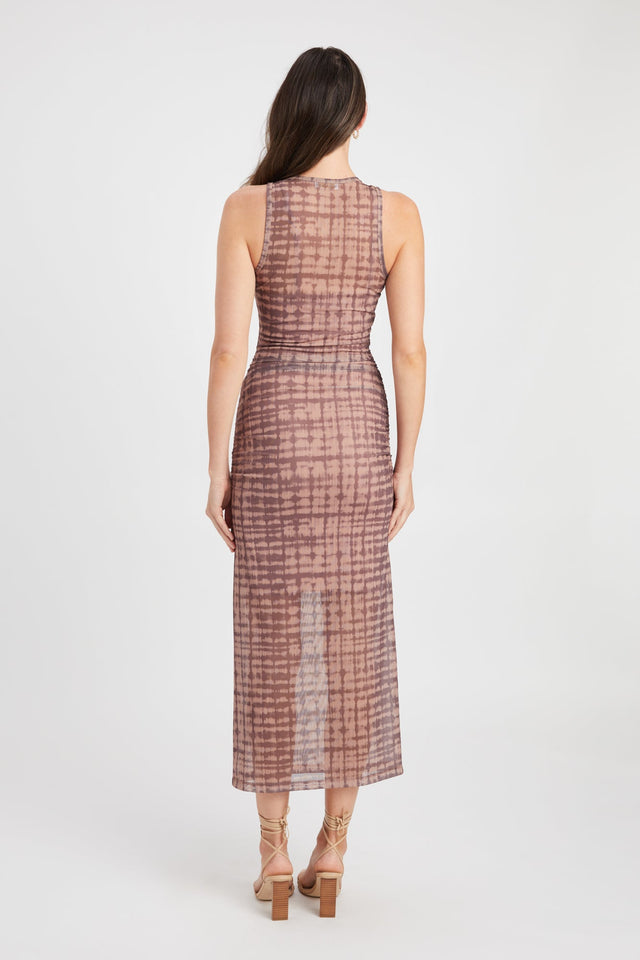 front Santon Racer Midi Dress Kookai Straight Midi Relaxed Roundneck pink womens-dresses 