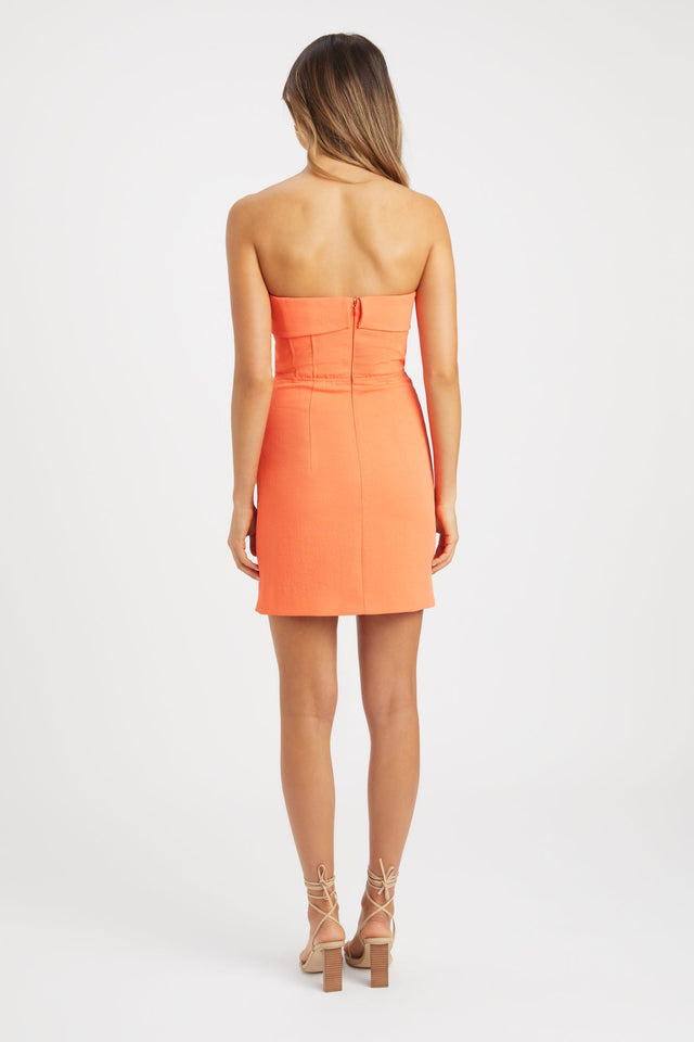 front Oyster Strapless Mini Dress Kookai Straight Mini Fitted Straight orange womens-dresses 