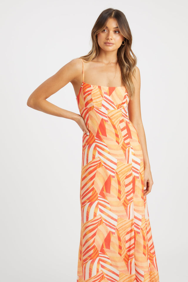 product Vie Slip Dress Kookai Aline Maxi Relaxed Squareneck orange womens-dresses 