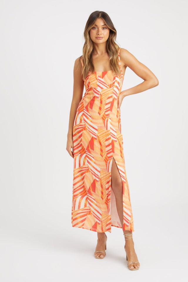 product Vie Slip Dress Kookai Aline Maxi Relaxed Squareneck orange womens-dresses 