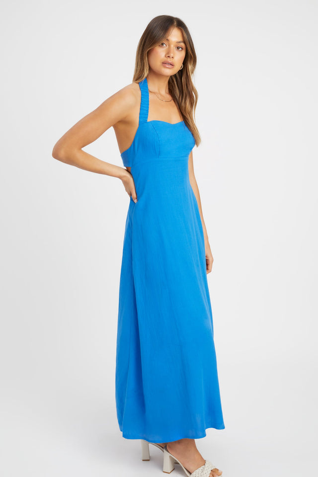 product Georgette Halter Dress Kookai Fit-and-flare Maxi Relaxed Sweetheart blue womens-dresses 