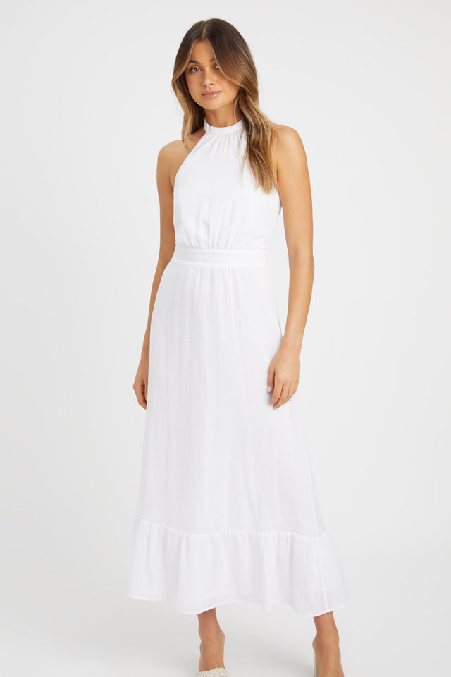 product Georgette Midi Dress Kookai Fit-and-flare Midi Relaxed Highneck white womens-dresses 
