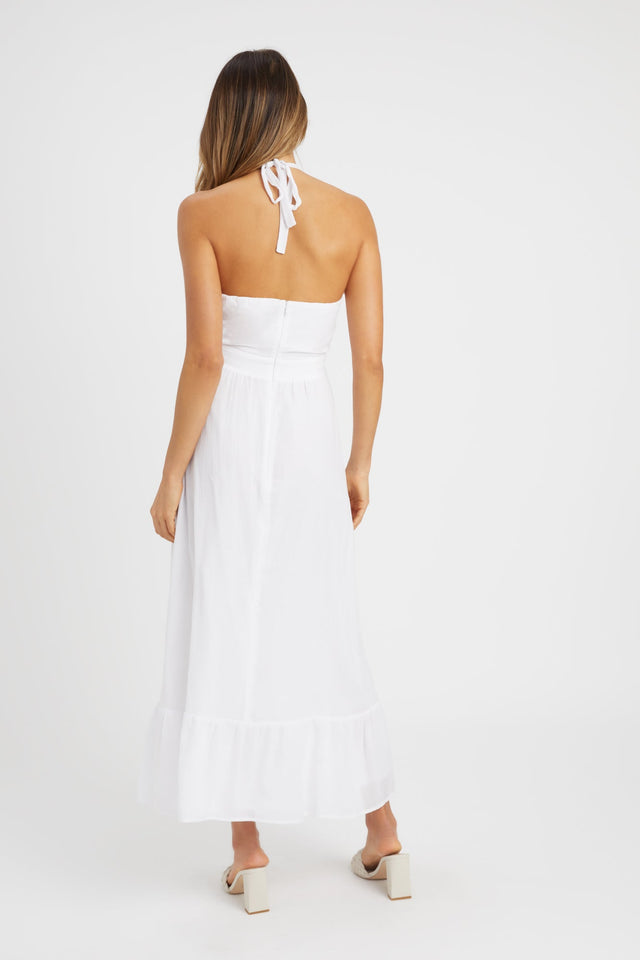 front Georgette Midi Dress Kookai Fit-and-flare Midi Relaxed Highneck white womens-dresses 