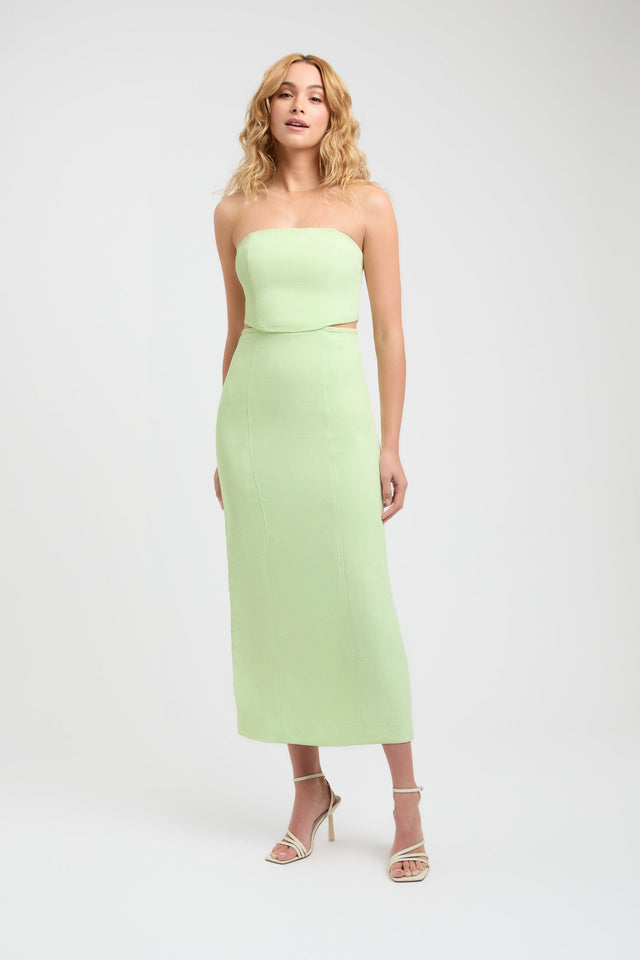 product Oyster Cut Out Midi Dress Kookai Straight Midi Fitted Straight green womens-dresses 