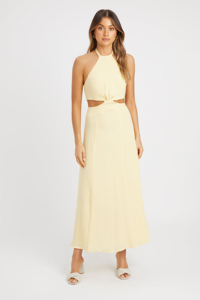 product Hayman Cut Out Midi Dress Kookai Aline Midi Relaxed Roundneck yellow womens-dresses 